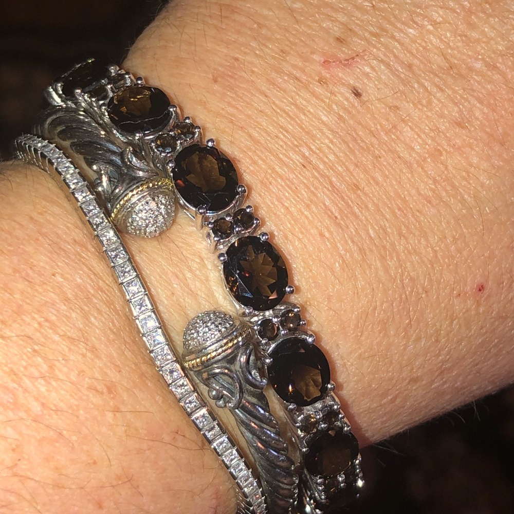 Sterling silver and smoky quartz bracelet